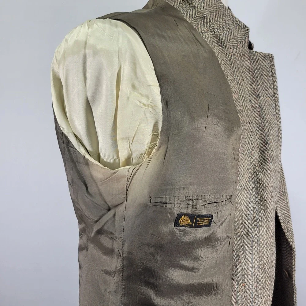 VTG Levi's Men's Tweed Sport Coat Blazer Two Button Herringbone Brown‎ Wool 44L